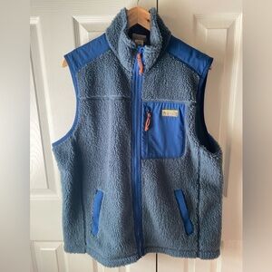 L.L. BEAN Storm Blue Faux Sherpa Fleece Zip Front Vest SZ L